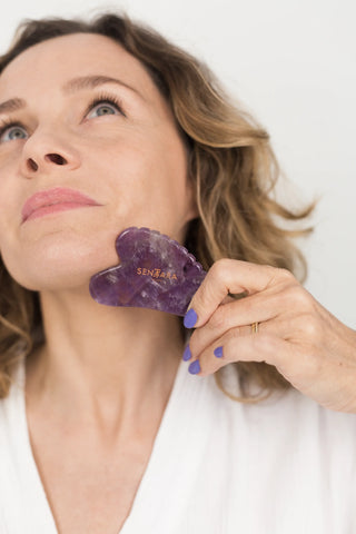 Gua Sha Coeur à Dents - Améthyste