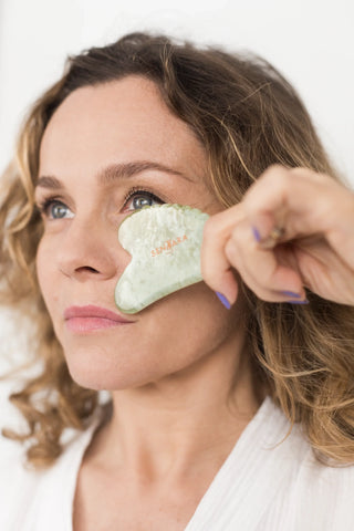 Gua Sha Coeur à Dents - Jade Vert